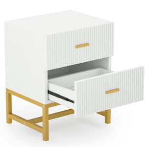 FUFU&GAGA 2-Drawer White Nightstands Side Table Bedside Table 18.9 in. H x  15.7 in. W x 11.6 in. D KF200150-01 - The Home Depot