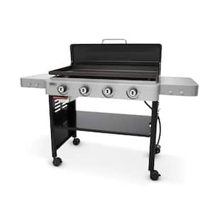 4 Burner Propane Gas Grill 36 in. Flat Top Griddle in Black