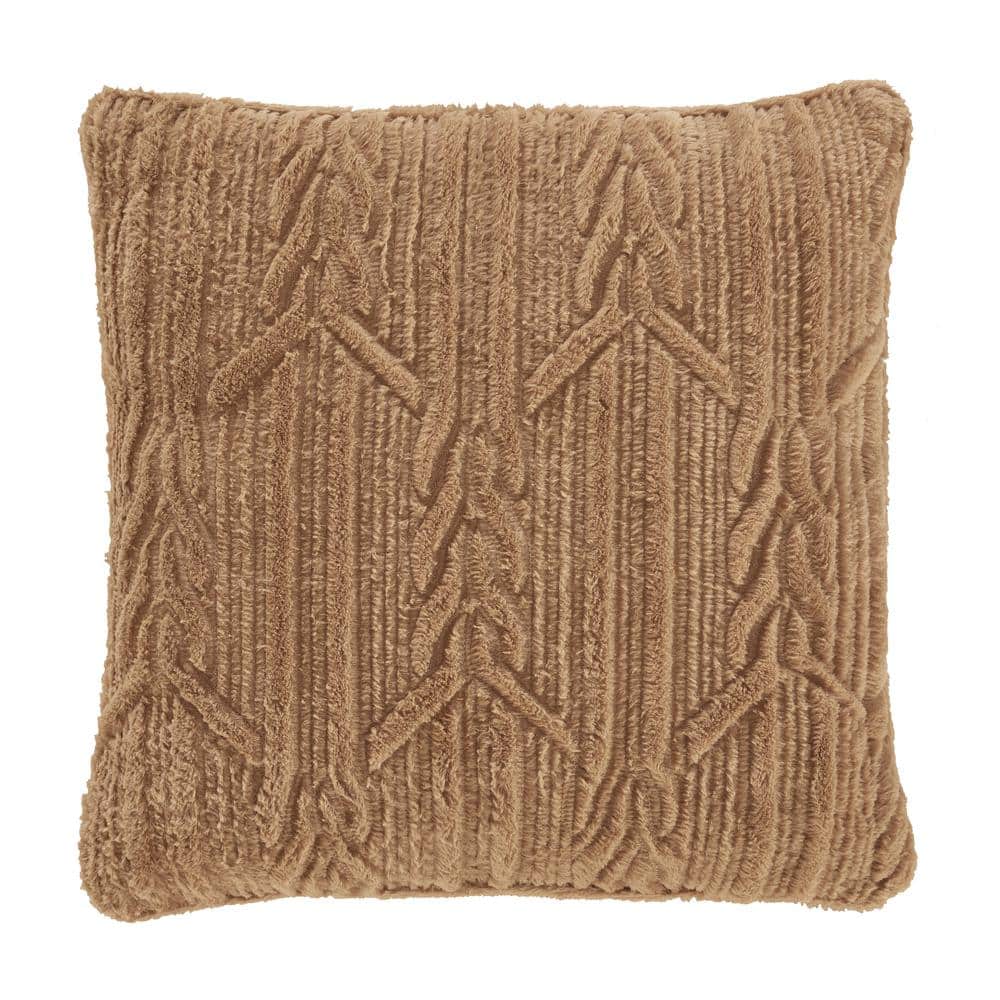 Caress Gold Polyester 20 in. Square Decorative 20 in. x 20 in. Throw Pillow