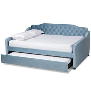 Freda Light Blue Queen Daybed with Trundle