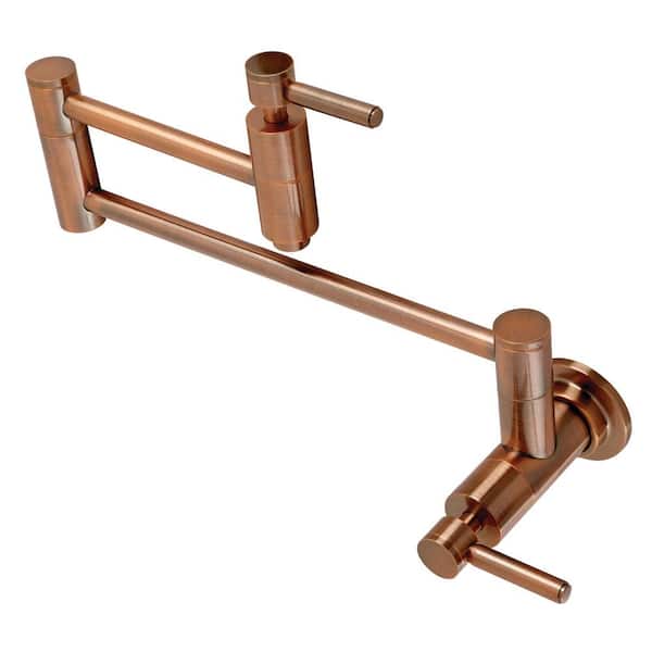 Kingston Brass Concord Wall Mounted Pot Filler in Antique Copper