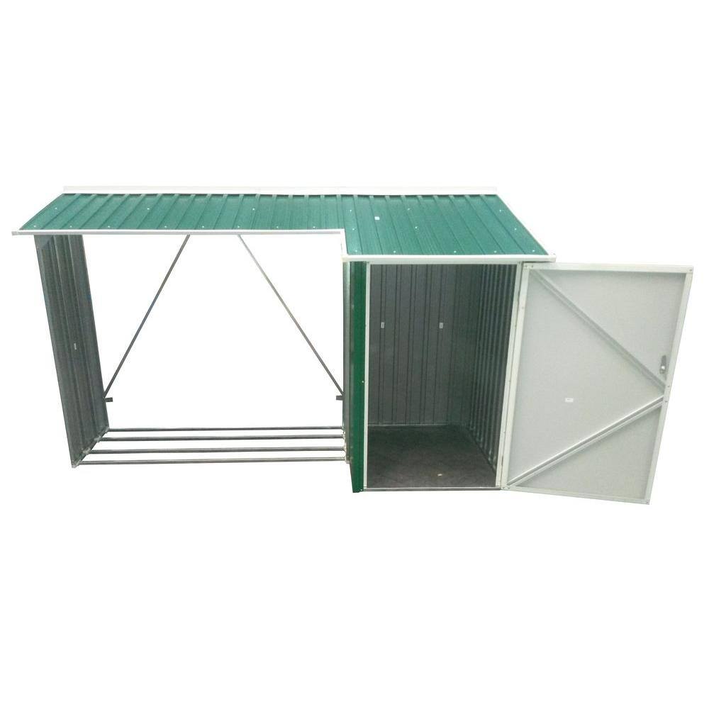 Green and Off-White Metal Lean-to Storage Shed Kit