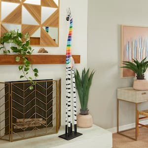Multi Colored Wood Giraffe Sculpture