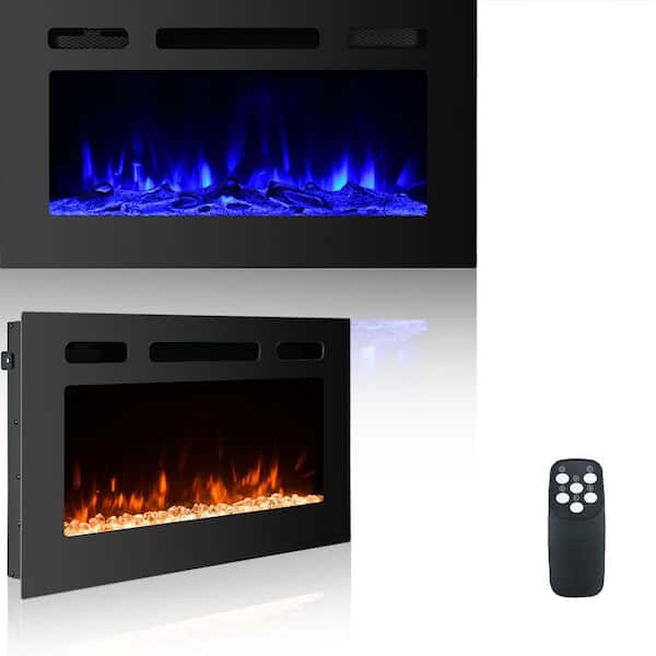 30 in. Wall-Mounted Metal Smart Electric Fireplace in Black