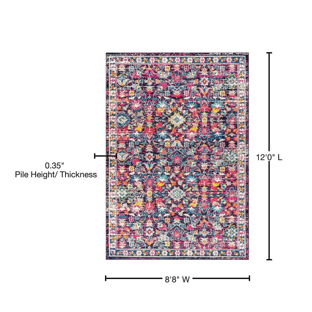 Modern Boho Floral Multi/Purple 9' x 12' Area Rug