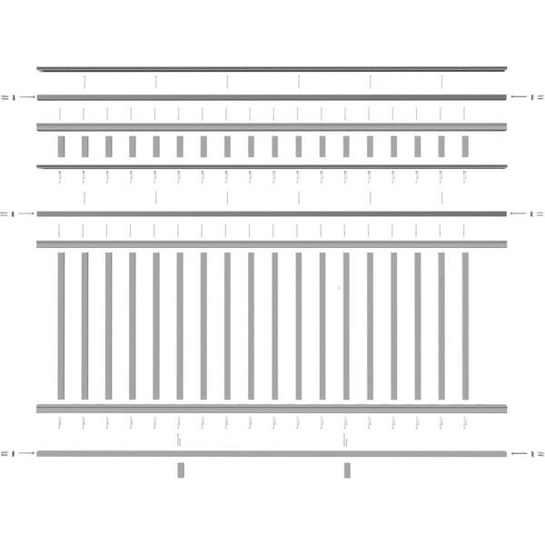 Providence 96 in. x 42 in. PVC 3-Line Level Rail Kit with Reinforcements