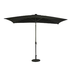 Nassau 10 ft. x 6.5 ft. Rectangle Market Umbrella with LED Bulb Lights in Black - Breez-Tex