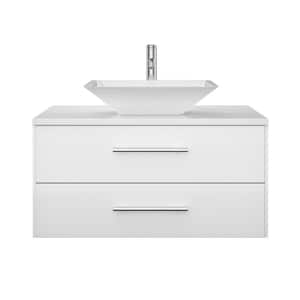 Totti Wave 30 in. W x 21 in. D x 22 in. H Bathroom Vanity in White with White Glassos Top with White Sink