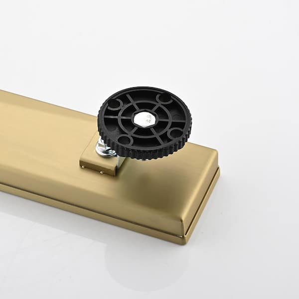 12 in. Linear Grid Shower Drain with Leveling Feet in Brushed Gold
