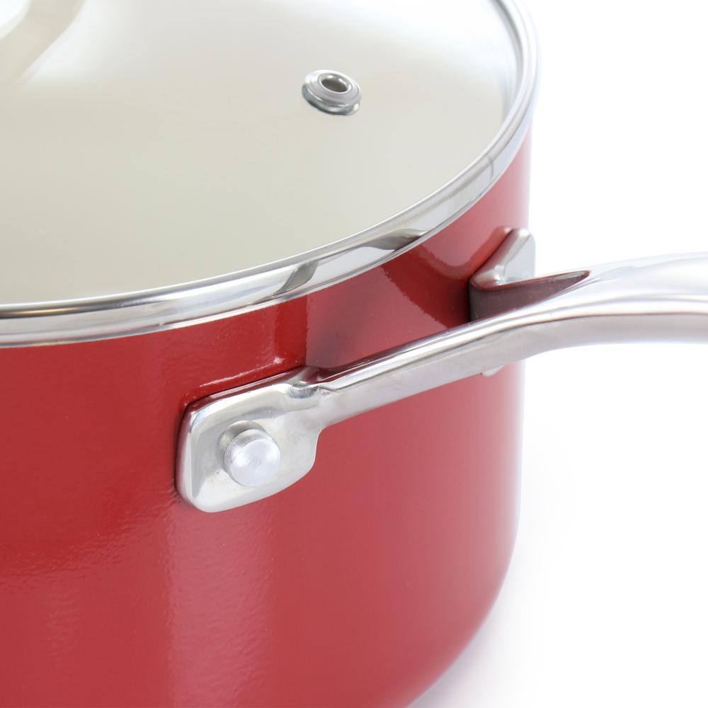 Red 10-Piece Aluminum Ceramic Nonstick Cookware Set