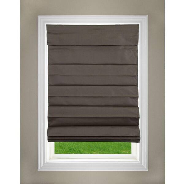 Perfect Lift Window Treatment Chocolate Cordless Room Darkening Adjustable Polyester Roman Shades 23 in. W x 64 in. L