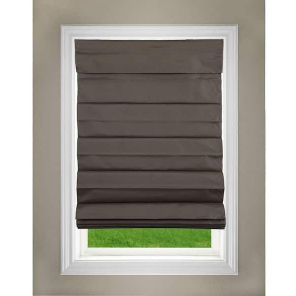 Perfect Lift Window Treatment Chocolate Cordless Room Darkening Adjustable Polyester Roman Shades 58 in. W x 64 in. L