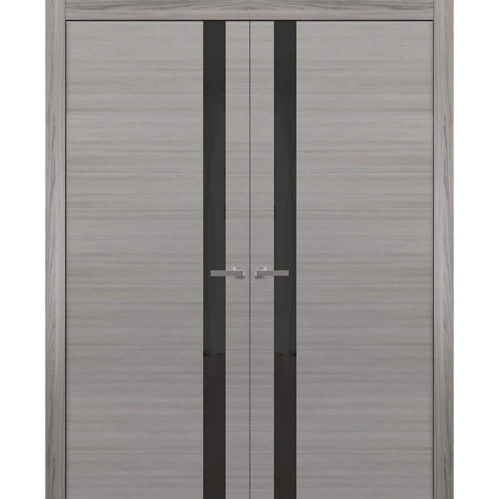 36 in. x 84 in. 2 Panel Grey Ash Finished Solid Wood Sliding Door with Hardware price history on PriceWatchPro