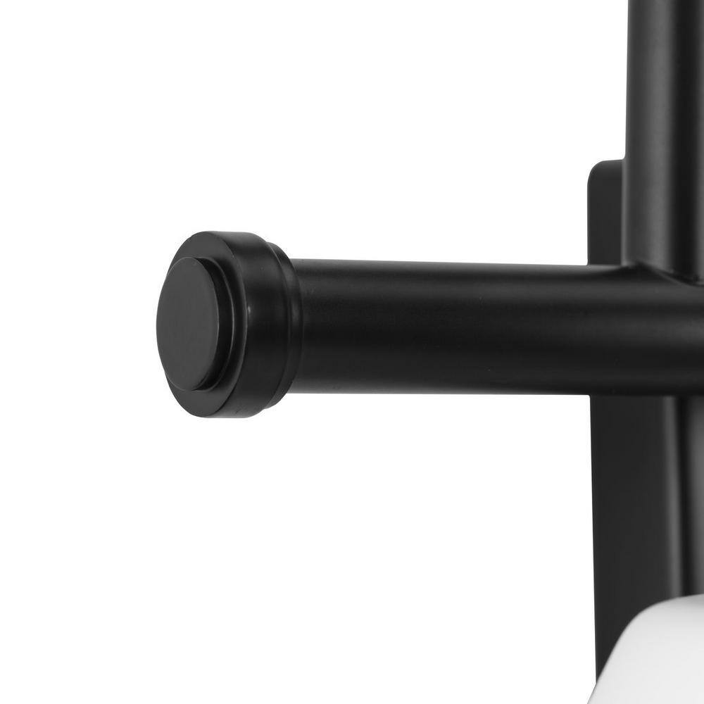 Matte Black 2-Light Vanity Fixture with Opal Glass Shades