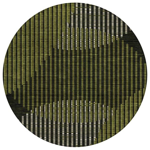Chantille Machine Washable Indoor/Outdoor Abstract ACN1001 Olive 8 ft. x 8 ft. Area Rug