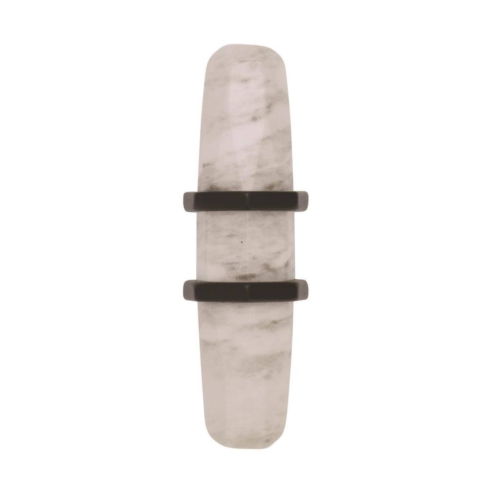 Marble White and Matte Bronze T-Handle Cabinet Knob