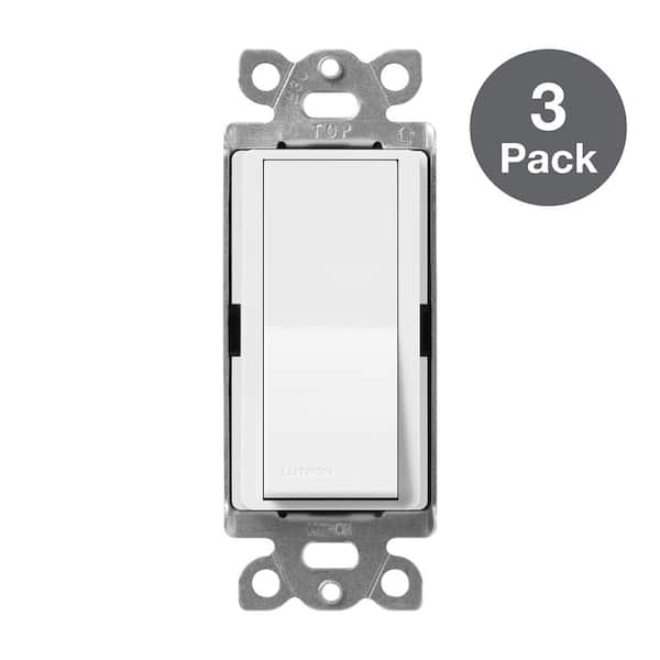 Lutron Claro On/Off Switch, 15 Amp/3 Way, White (CA-3PS-WH-3) (3-Pack)