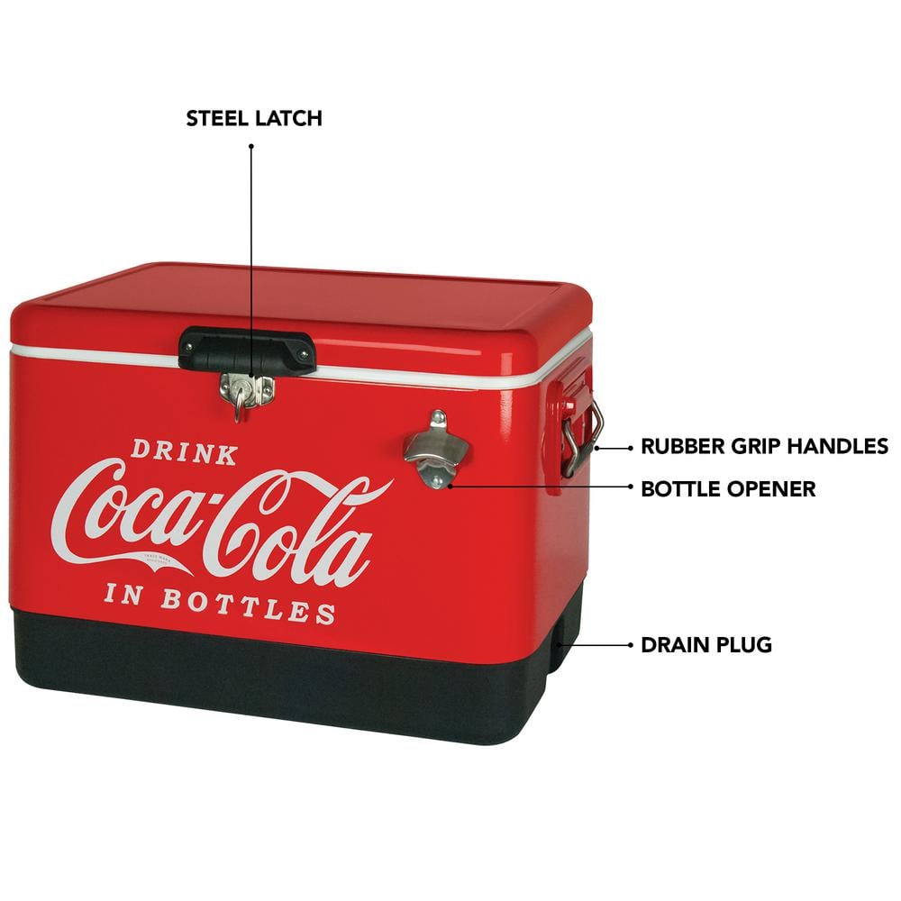 Red and Black Metal Coca-Cola 54 qt Ice Chest Cooler