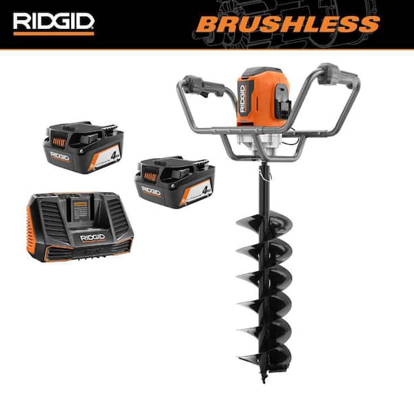 RIDGID 18-Volt Earth Auger with 8 in. Bit and (2) 4.0 Ah Batteries and Charger