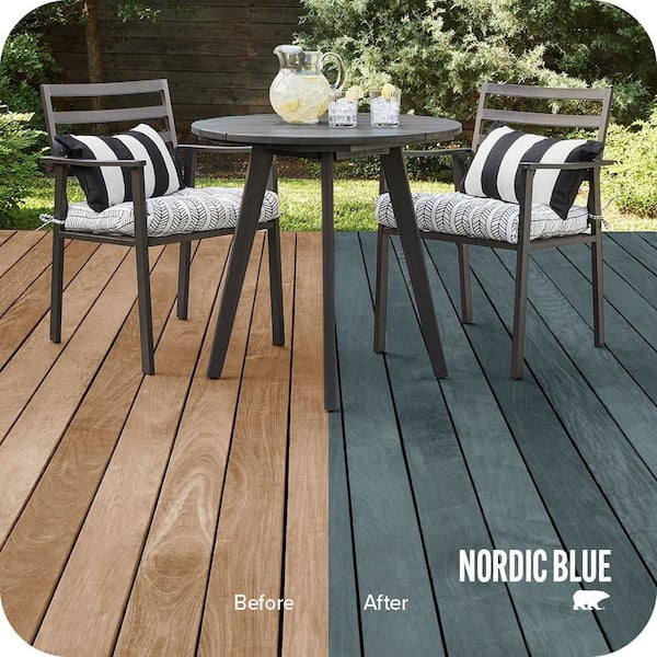 1 gal. #ST-213 Nordic Blue Semi-Transparent Waterproofing Exterior Wood Stain