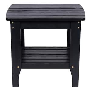 24 in. Long Black Rectangular Wood Outdoor Side Table