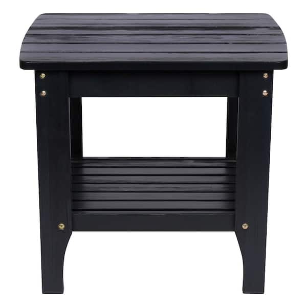 Shine Company 24 in. Long Black Rectangular Wood Outdoor Side Table