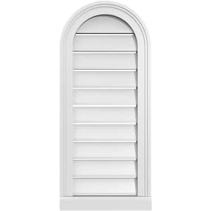 14 in. x 32 in. Round Top White PVC Paintable Gable Louver Vent Functional