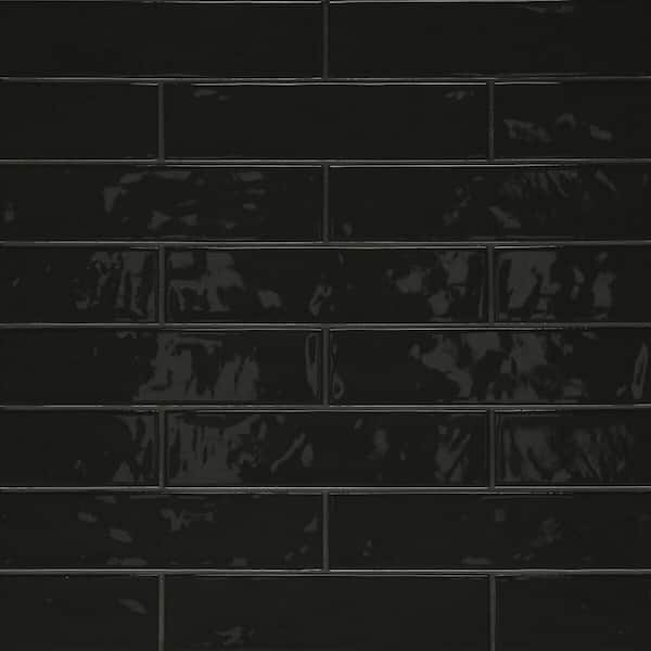 Bedrosians Sample-Clara 4 in. x 5 in. Glossy Noir Porcelain Floor Subway Tile