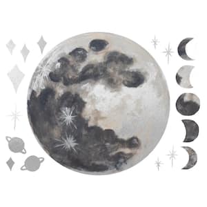 Mr. Kate Grey Moon Peel and Stick Vinyl Wall Decals with Metallic Silver Ink