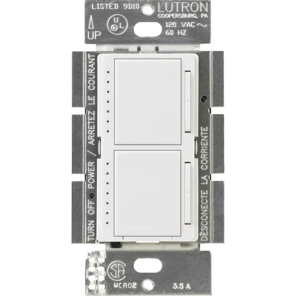 Lutron Maestro Dual Digital Dimmer Switch, For Incandescent Bulbs Only, 300-Watt/Single-Pole, Snow (MA-L3L3-SW)