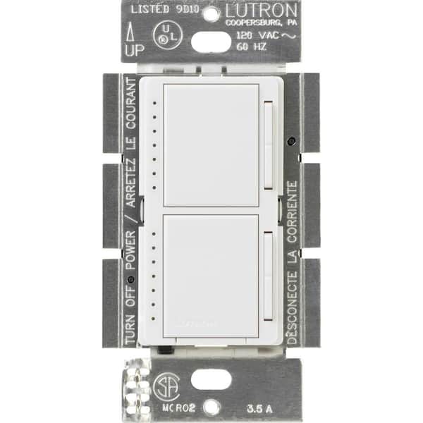 Lutron Maestro Dual Digital Dimmer Switch, For Incandescent Bulbs Only, 300-Watt/Single-Pole, White (MA-L3L3-WH)