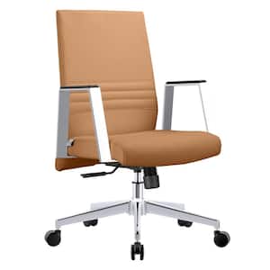 Aleen Mid-Century Modern Leather Office Chair with Adjustable Height, Tilt and Swivel (Acorn Brown)