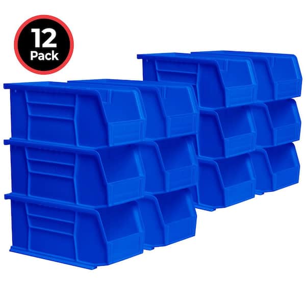 30230 Plastic Stackable Storage Bins, 10-7/8 in. x 5-1/2 in. x 5 in. Blue, 12-pack