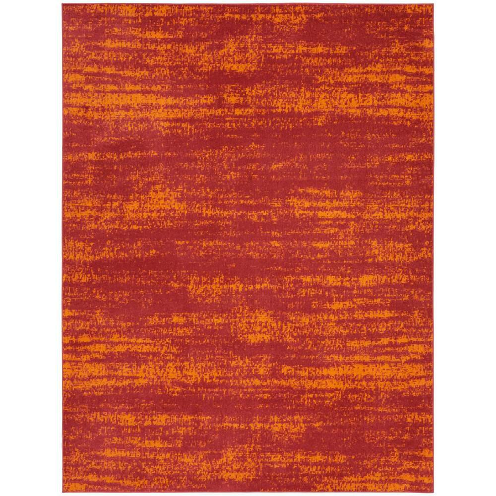 Reversible Red Abstract Synthetic Easy Care Rug 9 ft x 12 ft