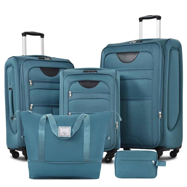 3-Piece Green Upright Spinner Softshell Lightweight Luggage Set with Duffel Bag