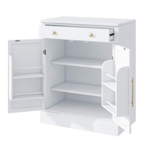 平棚 800x350x300 ① Xzkai 32.6 in. W x 19.6 in. D x 62.2 in. H White Linen Cabinet