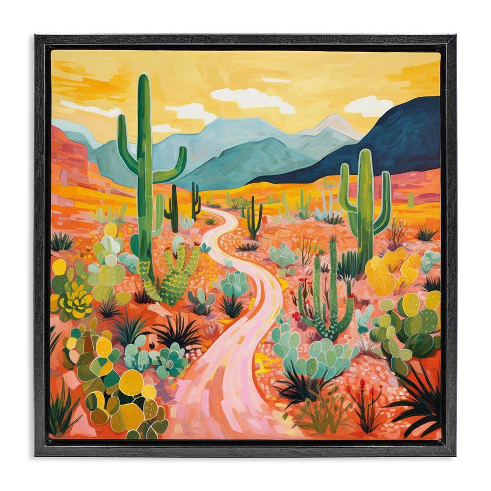 Sunrise over Desert Path by LSR Design Studio Black Floater Frame Nature Graphic Art Print 25 in. x 25 in. price history on PriceWatchPro