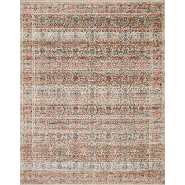LOLOI II Saban Sand/Rust 6 ft. 7 in. x 9 ft. 3 in. Bohemian Floral Area Rug