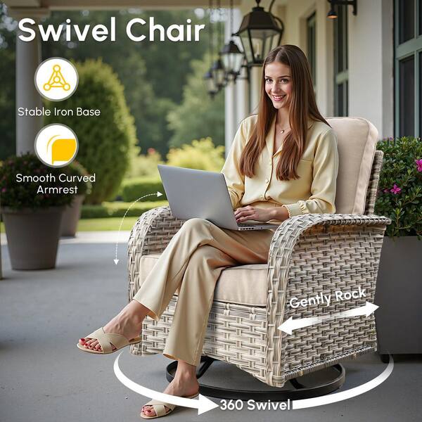 HOOOWOOO Clara 3-Piece Wicker Outdoor Patio Conversation