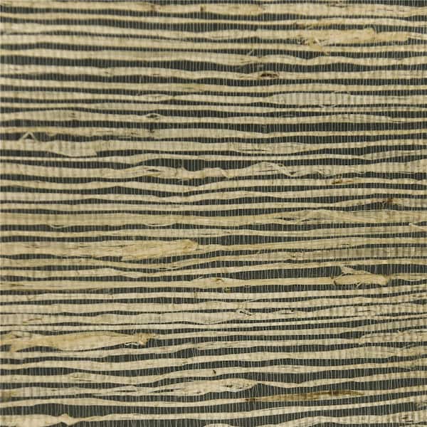 Dundee Deco Falkirk Elgin Black Cream Natural Grasscloth Wallpaper (Covers 54 sq. ft.)