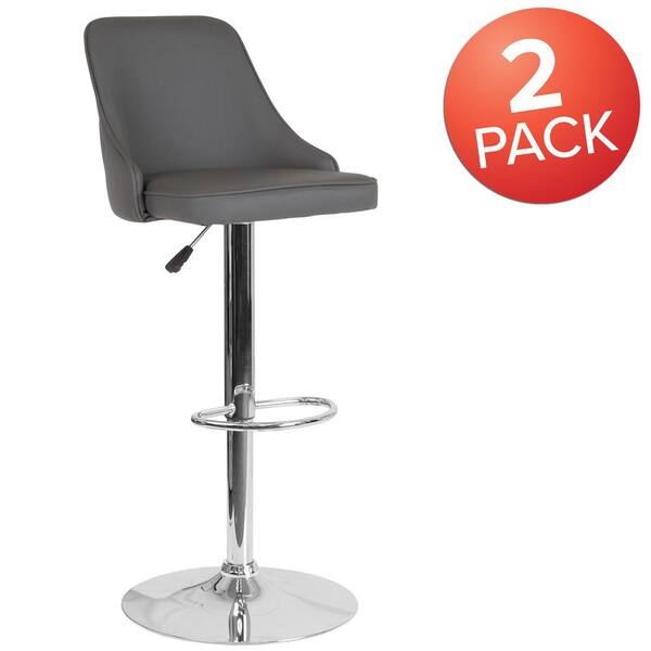 Carnegy Avenue 44.25 in. Gray Leather Bar Stool (Set of 2)