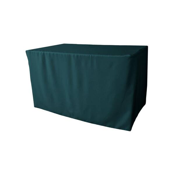 LA Linen 48 in. L x 24 in. W x 30 in. H Dark Teal Polyester Poplin Fitted Tablecloth