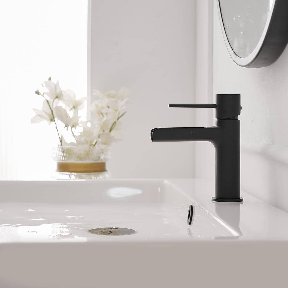 Matte Black Single Handle Waterfall Bathroom Faucet