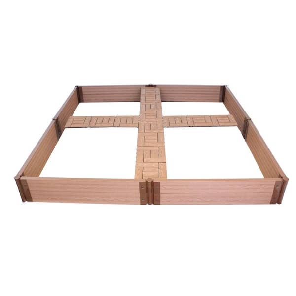 Frame It All 8 ft. x 8 ft. x 12 in. Raised Garden Bed with Garden Tiles Cross Pattern-DISCONTINUED