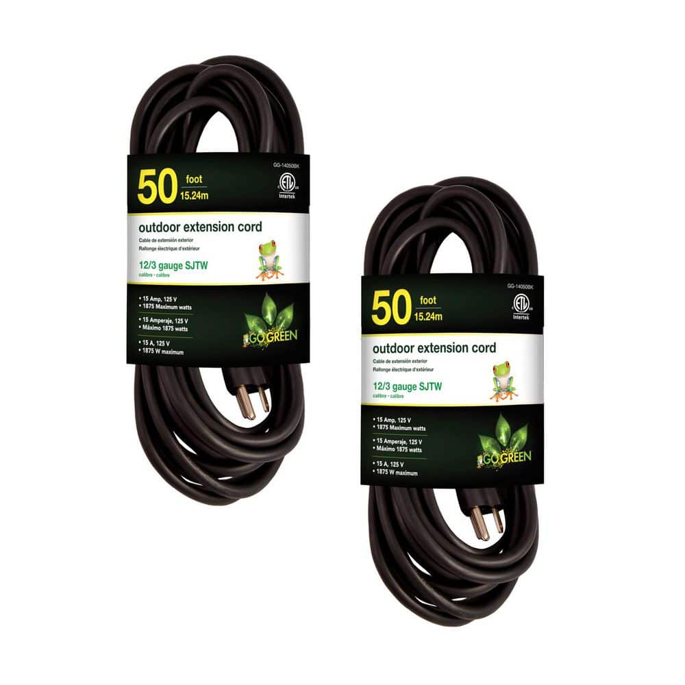 (G-14050BK-2) 50 ft. 12/3 Indoor Heavy Duty Extension Cord, Black, 2 PACK price history on PriceWatchPro