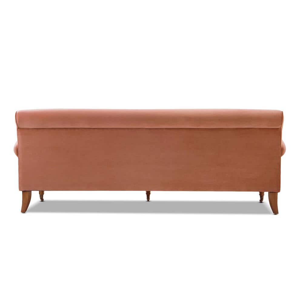 Peach Orange Velvet Lawson Sofa with Pinewood Frame and Removable Cushions
