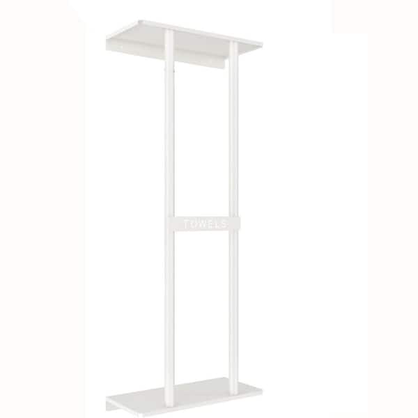 30 in. Single Bathroom Towel Rack for Rolled Towels Wall Mounted with Metal Shelf in White (1-Pack)
