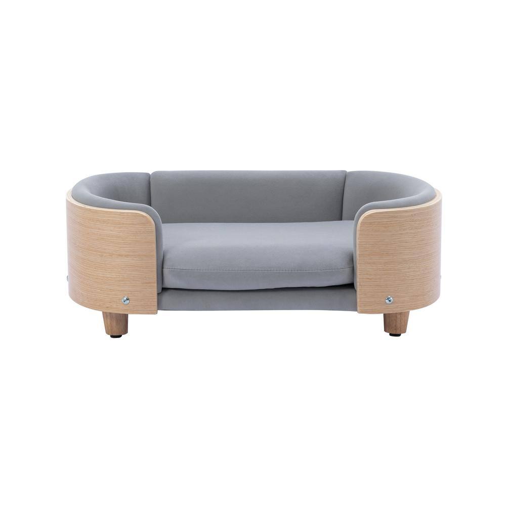 Small Elevated Dog Bed Pet Sofa with Solid Wood Legs and Bent Wood Back in Velvet Cushion price history on PriceWatchPro