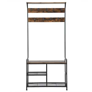 33 in. W x 71 in. H Industrial Brown Entryway Hall Tree