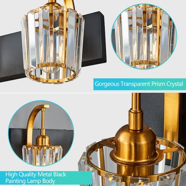 ZHLWIN Home Lighting 32.67 in. 4-Light BlackGold Conical Vanity